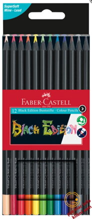 Pastelky Black Edition set 12 farebné, Faber Castell