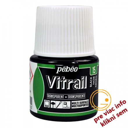 čierna farba na sklo, Vitrail 45 ml, Pebeo