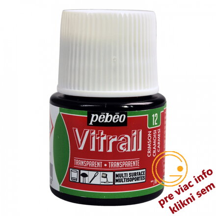 karmínová farba na sklo, Vitrail 45 ml, Pebeo