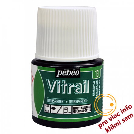 smaragdovo zelená farba na sklo, Vitrail 45 ml, Pebeo