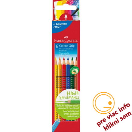 Pastelky akvarelové Colour Grip 6 farebné set, Faber-Castell