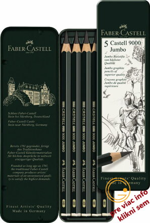 Grafitové ceruzky Castell 9000 Jumbo set 5 - plech, Faber Castell