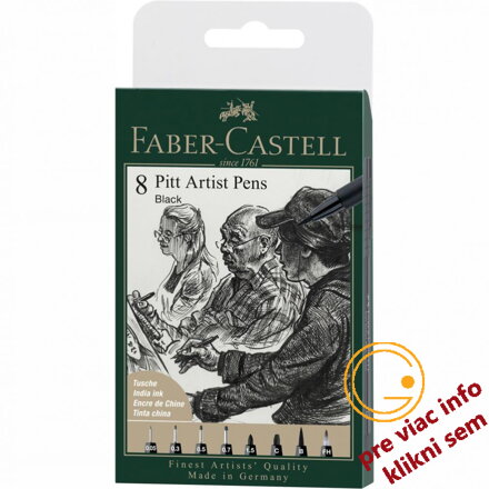 Sada umeleckých popisovačov Pitt Artist Pen, čierna, 8 ks, Faber-Castell