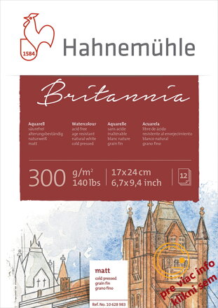 Britannia Akadémia matný akvarelový blok 30x40 cm, Hahnemühle