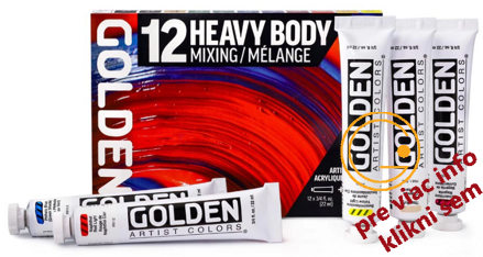  Akrylový miešací set, 12x22 ml, Golden Heavy Body