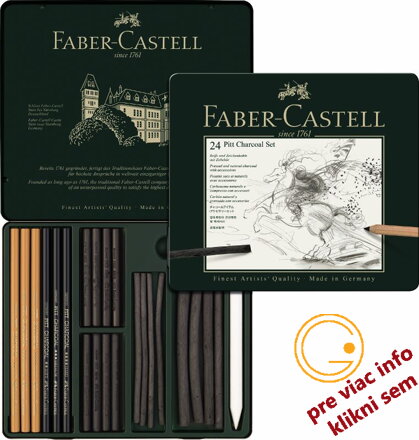 Pitt uhlíkový set 24ks, plech, Faber Castell