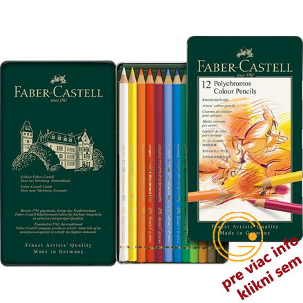 Pastelky Polychromos - 12 ks plech set, Faber Castell