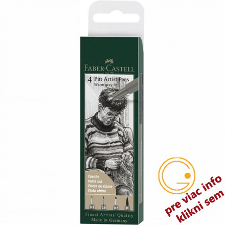 Faber-Castell Pitt Artist Pen, sada 4 ks, teplá sivá (S, F, M, B)