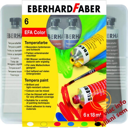 Temperové farby v tube 6 farebné, 18 ml, EBERHARD FABER