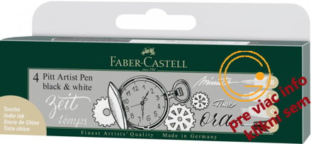 Umelecké perá PITT set 4 čierna a biela, Faber Castell