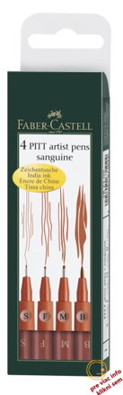 Umelecké perá PITT set 4 (S, F, M, B) sangvina, Faber Castell