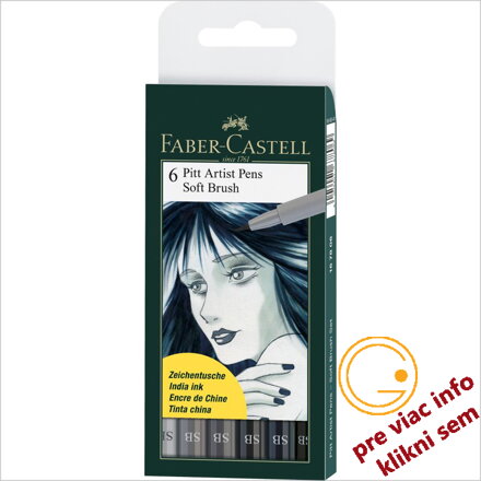 Umelecké perá PITT set 6 sivá SB, Faber Castell