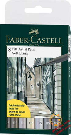 Umelecké perá PITT set 8 sivá SB, Faber Castell