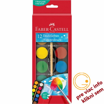 Vodové farby 12ks farebné, 30mm, Faber Castell