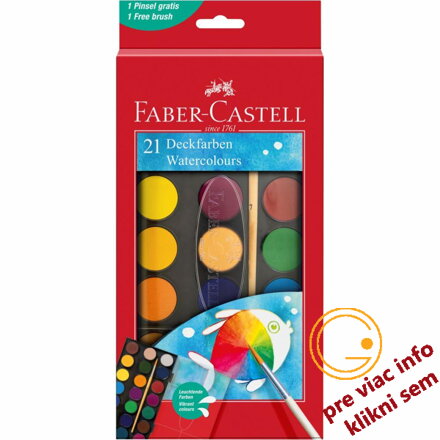 Vodové farby 21 ks farebné, 30mm, Faber Castell