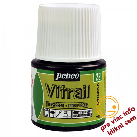 zeleno zlatá farba na sklo, Vitrail 45 ml, Pebeo