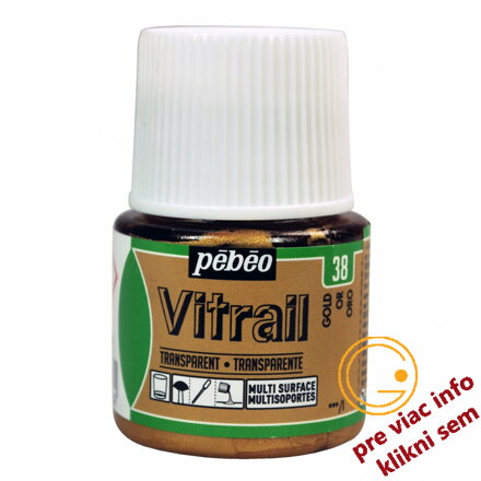zlatá farba na sklo, Vitrail 45 ml, Pebeo