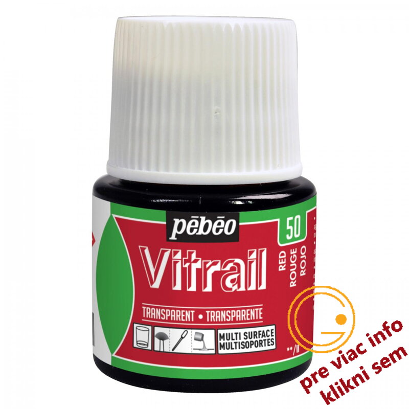 červená farba na sklo, Vitrail 45 ml, Pebeo červená farba na sklo, Vitrail 45 ml, Pebeo