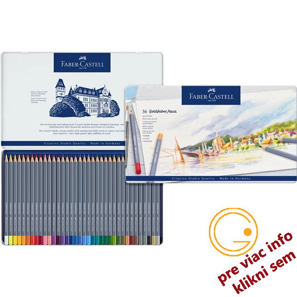 Akvarelové pastelky Goldfaber Aqua set 36 farieb plech, Faber Castell Akvarelové pastelky Goldfaber Aqua set 36 farieb plech, Faber Castell