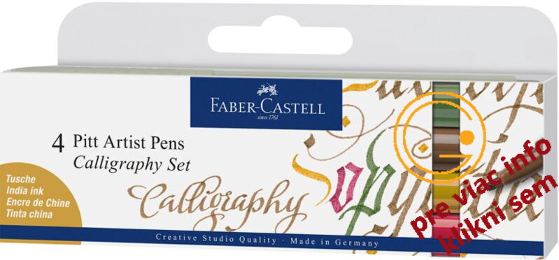 PITT kaligrafické perá 4 farby set 1, Faber Castell PITT kaligrafické perá 4 farby set 1, Faber Castell