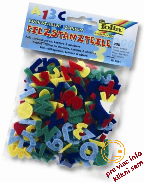 Plstené písmená a čísla 25 mm/200 ks, FOLIA Plstené písmená a čísla 25 mm/200 ks, FOLIA