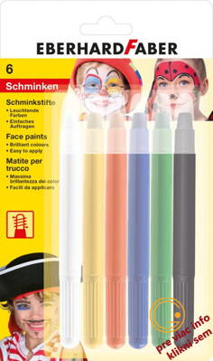 Farby na tvár v ceruzke 6 farebné, vysúvacie, EBERHARD FABER